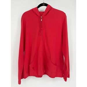 Tommy Bahama Womens XL Red Cotton Full Zip Hoodie Palm Tree Logo Sweatshirt